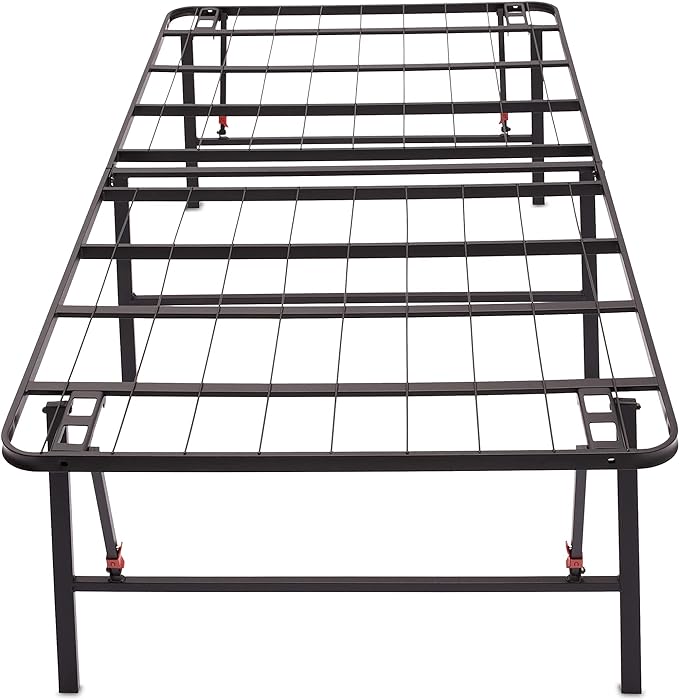 Amazon Basics Foldable Metal Platform Bed Frame with Tool Free Setup, 18 Inches High, Sturdy Steel Frame, No Box Spring Needed, Twin, Black