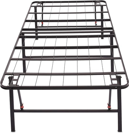 Amazon Basics Foldable Metal Platform Bed Frame with Tool Free Setup, 18 Inches High, Sturdy Steel Frame, No Box Spring Needed, Twin, Black