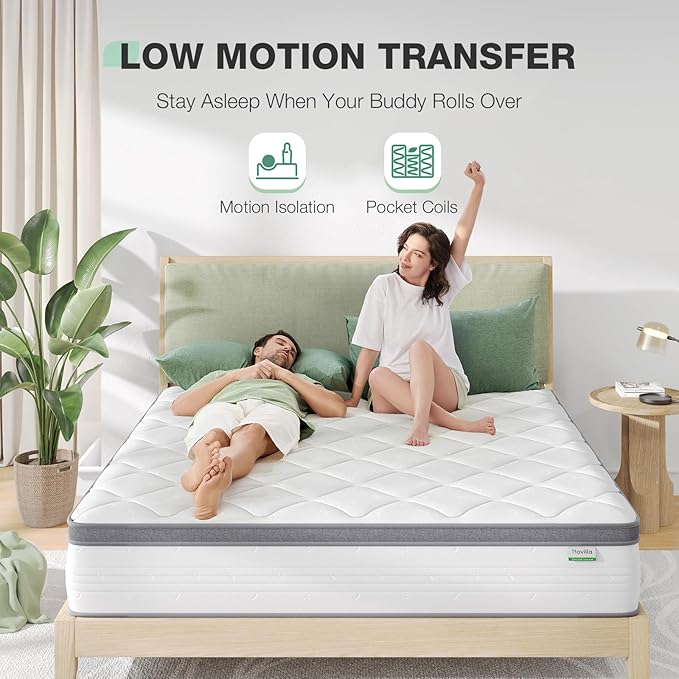 Novilla Full Size Mattress, 12 Inch Hybrid Mattress in A Box, Pocket Innerspring for Motion Isolation, Supportive & Pressure Relief