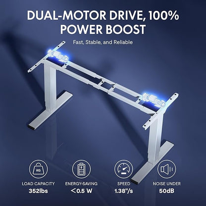 FLEXISPOT CyberX 63 Inch RGB LED Electric Gaming Standing Desk, Dual Motor 3-Stage Adjustable Desk up to 352 lbs, Large Ergonomic Computer Workstation for Gamers, Streamers & Home Studios (White)