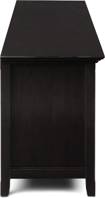 SIMPLIHOME Amherst 72-inch Wide Solid Wood TV Stand in Hickory Brown, Transitional-Style Media Console for Living Room with Cable Management and Adjustable Shelves, Fits 80" TVs