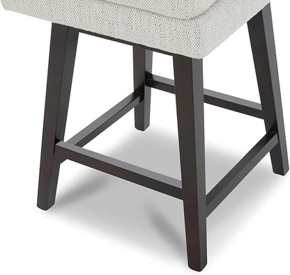 CHITA Counter Height Swivel Bar Stools Set of 4, FSC Certified Upholstered Fabric Barstool Chairs with Back, 26.8" H Seat Height, Fabric in Ivory