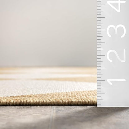nuLOOM 10' x 14' Outdoor Performance Area Rug, Stain Resistant, Weather Resistant, High Traffic, Patio, Balcony, Outside, Sabina Tan