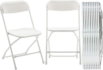 BTEXPERT Set of 20 Pack, Indoor Outdoor White Plastic Folding Chairs Stacking Steel Frame Commercial 650LB Weight Capacity Seating Home Garden Wedding Event Party Picnic Dining Church School Portable