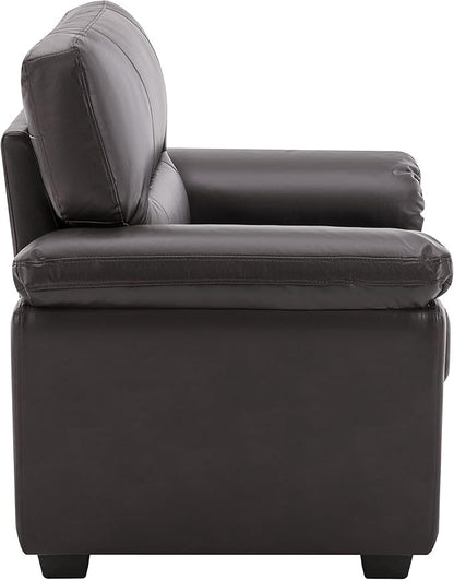 Morden Fort Faux Leather Chairs Set of 2, Modern Luxury Leather Sofa Chair Easy Clean Skin-Friendly Leather Accent Armchairs for Living Room Apartment Office Lounge Comfy Reading Chairs, Chocolate
