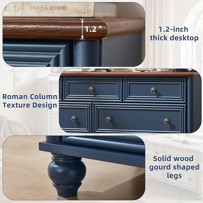 Farmhouse Dresser and Nightstand Sets 4 Piece, Wooden 7 Drawer Dresser & 35" Tall Chest of Drawers, 18" Roman Column Nightstand Set of 2, Bedroom Furniture Dressers Sets for Home Living Room