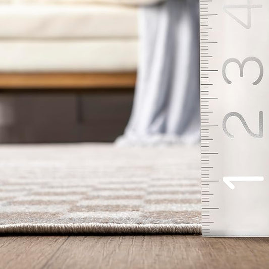 nuLOOM 2'8" x 8' Machine Washable Stain-Resistant Area Rug Medium Profile for Living Room, Bedroom, and Dining Room, Nikita Beige