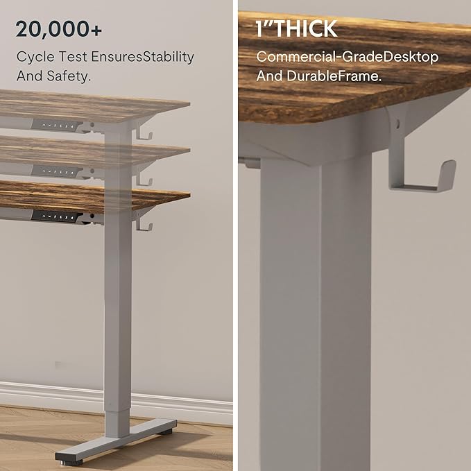 FLEXISPOT Electric Height Adjustable Standing Desk Heavy Duty Steel Stand Up Desk Frame w/Memory Controller (Black Frame + 48 in Rustic Top 2 Packages, 2 Packages)