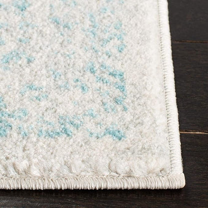 SAFAVIEH Area Rug 11x15 - Evoke Collection - Large - Ivory & Aqua, Distressed Design, Non-Shedding & Easy to Clean, Ideal for Living Room, Bedroom, Dining Space (EVK256J)