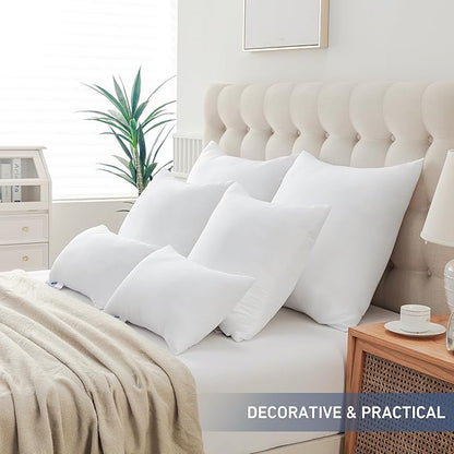 Leeden 20x20 Pillow Inserts, 20 Inch Decorative Throw Pillow Inserts, Soft Fluffy Square Throw Pillows for Couch, Sofa, Bed, and Home Decor White Cushion Pack of 2