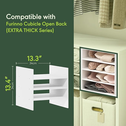 Furinno Cubicle Cube Insert, 3-Shelf Cube Organizer, Fits into Extra Thick Cubes, for Organizers and Storage, White (Does not fit IKEA Kallax Shelving)