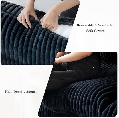 Modular Sectional Sofa Couch, 157.48" Oversized Cloud Couch, 4 Deep Seat Comfy Modular Sofas for Living Room, Plush Sofa Cushion Covers Removable, Black