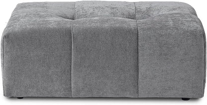 JACH Modern Ottoman Seat for Living Room, Linen Fabric Ottomans, Minimalist Foot Stool, Comfy Breathable Footstool for Living Room Apartment (Grey)