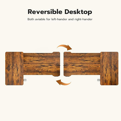 71 Inch L Shaped Standing Desk Adjustable Height, Electric Corner Standing Desk, Sit Stand Computer Table with Reversiable Splice Board, Rustic Brown