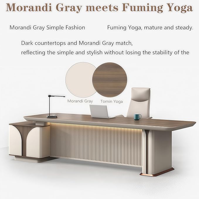 Modern L Shaped Desk, 94.5 inch Large Desk with Storage, Executive Desks for Home Office No Installation Required with Drawers and Lockable