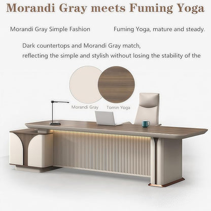 Modern L Shaped Desk, 110.2 inch Large Desk with Storage, Executive Desks for Home Office No Installation Required with Drawers and Lockable
