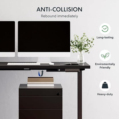 SANODESK L Shaped Standing Desk Adjustable Height, Electric Corner Standing Desk, 63 x 55 inch Sit Stand Computer Table with Splice Board, Black