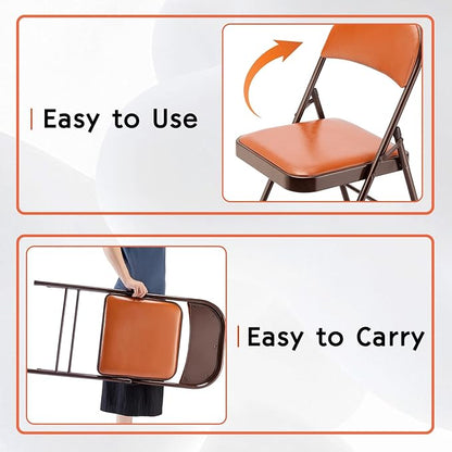 SKOK 4 Pack Padded Folding Chairs with Upholstered Cushion & Back, Padded Seats for Indoor & Outdoor, Portable Stackable Commercial Foldable Chairs w/Metal Frame for Events, Wedding Party