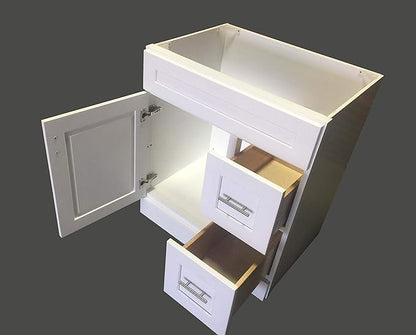 New White Shaker Single-sink Bathroom Vanity Base Cabinet 30" Wide x 21" Deep WS-V3021DLR