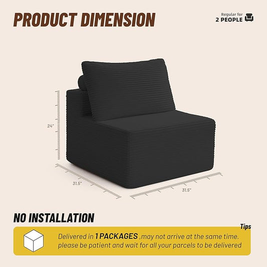 Cozy Single Seat, Comfortable Seating, No Assembly Required, Black