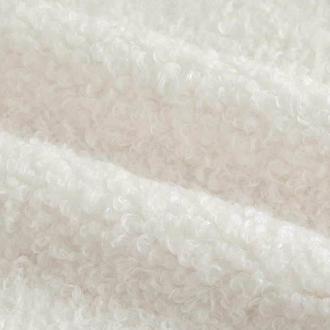 Pack of 2 Curly Teddy Wool Faux Fur Throw Pillow Covers Fuzzy Accent Soft Sherpa Pillowcases Sheepskin Fleece Decorative Cushion Case for Sofa Couch Living Room 26x26 Inch Neutral White