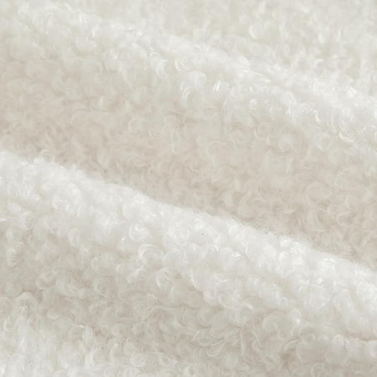 Pack of 2 Curly Teddy Wool Faux Fur Throw Pillow Covers Fuzzy Accent Soft Sherpa Pillowcases Sheepskin Fleece Decorative Cushion Case for Sofa Couch Living Room 18x18 Inch Neutral White