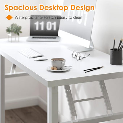 Need Folding Computer Desk - 31.5 Inch Foldable Office Writing Work Study Kids Student Teacher Home Bedroom Table, White