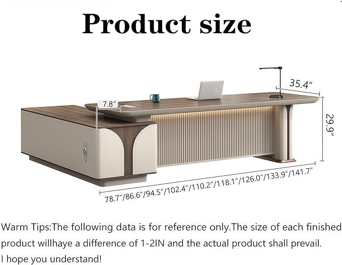 Modern L Shaped Desk, 78.7 inch Large Desk with Storage, Executive Desks for Home Office No Installation Required with Drawers and Lockable
