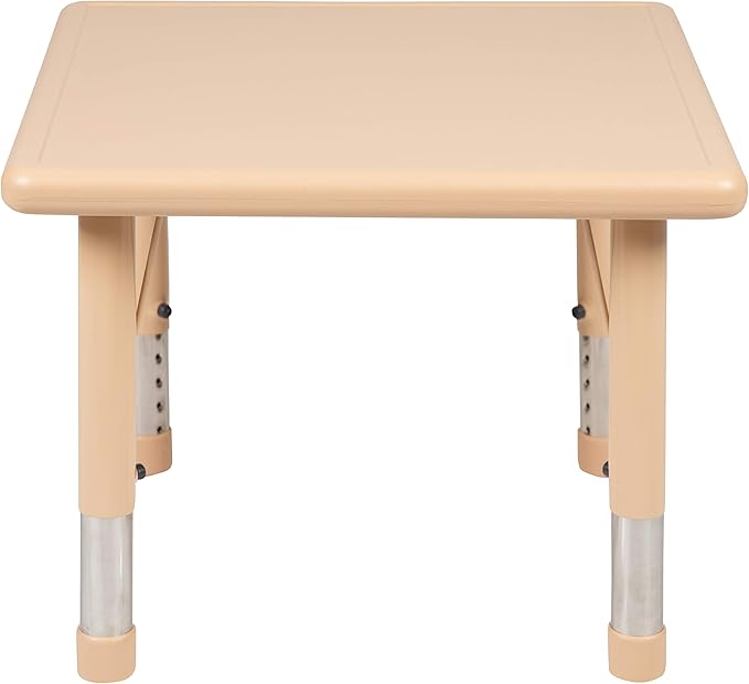 Flash Furniture Wren 24" Square Natural Plastic Height Adjustable Activity Table
