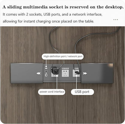 L Shaped Executive Desk, 86.6 inch Large Executive Computer Desk Set Drawers and Lockable, Power Socket and USB Port Storage, Without Display Racks and Bookshelves