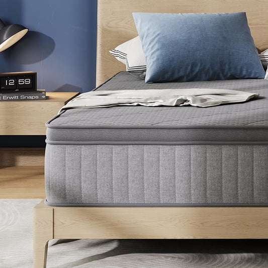 Avenco 14 Inch Twin Mattress, Hybrid Mattress with Smarts Coil™ Pocket Springs for Targeted Support and NanoGel™ Memory Foam for Cool Night Sleep, Motion Isolation for Couples, CertiPUR-US Certified