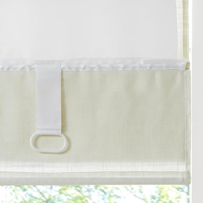 Madison Park Kyler Cordless Roman Shades - Single Panel, Lightweight Linen Blend Fabric, Natural Design, Easy Installation, Light Filtering Window Blind, Bedroom, Living Room Decor 31"W x 64"L Ivory