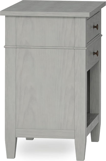 SIMPLIHOME Carlton Solid Wood 24 Inch Wide Contemporary Bedside Nightstand Table in Fog Grey, for The Living Room and Bedroom