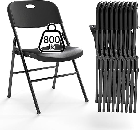 90 Pack Folding Chair, 800 Weight Limit Heavy Duty Plastic Folding Chair Portable Seating for Indoor Outdoor Events, Wedding, Party, Restaurant, Meeting Room Black