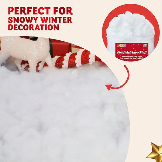 JOYIN 2 LB Fake Snow Cotton Christmas Decorations, Soft Snow Blanket for Christmas Village Accessories Indoor Winter Artificial White Clouds Craft Indoor Home Decor Tree Snowman Scene Display