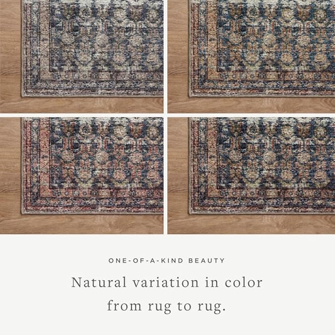 Loloi Amber Lewis Billie Collection, Ocean & Brick 5'-0" x 7'-6" Area Rug – Antique & Distressed Accent Rugs for Living Room, Bedroom, Entryway & Hallway, No Shed High Traffic Area Home Decor Rug