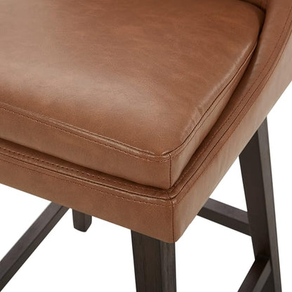 CHITA Counter Height Swivel Barstool, Upholstered Bar Stool, 26.8" H Seat Height, PU Leather in Retro Brown
