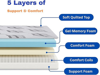 Roam 2.0 RV 12" Hybrid Mattress with Gel Memory Foam, RV Short King 70x74 Mattress, Luxury Medium Feel Made in USA
