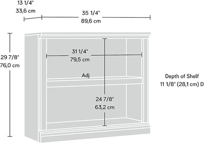 Sauder 2 Tier Book Shelf Wooden Bookcase Multipurpose Bookshelf for Home Office, Living Room, in Salt Oak