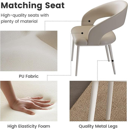 Modern Cream-White Office Desk with Beige Business Chair, Large Computer Table Set, Minimalist and Sturdy Workstation and Workstation, Ideal for Office, Home Office, and Gaming (Desk with Two Chairs)