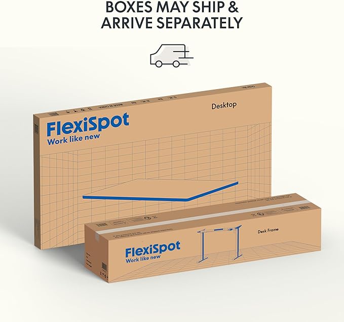 FLEXISPOT EN1 One-Piece Adjustable Desk 40 x 24 Inches Stand Up Desk Electric Height Adjustable Standing Desk with Seamless Desktop (Silver Frame + 40 inches Natural Top, 2 Packages)