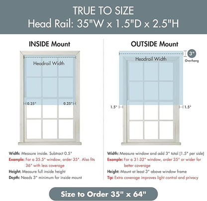 Madison Park Galen Cordless Roman Shade, 35"W x 64"H, Sheen Blue – Room Darkening, Thermal Insulated, Energy Efficient Window Blind with Subtle Sheen Basketweave Fabric for Privacy