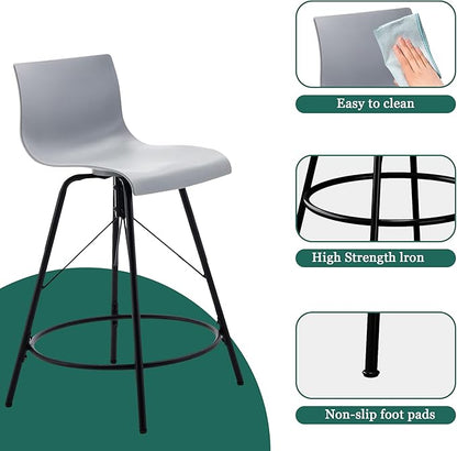 annjoe Swivel Bar Stools Metal Counter Height Stools Plastic Seat Chairs Set of 4 for Indoor Outdoor Home Kitchen Business (30" Gray)