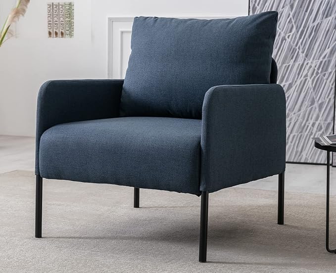 Kmax Fabric Single Sofa Couch Modern Accent Chair for Living Room Small Space, Apartment, Bedroom, Dorm, Office - Blue