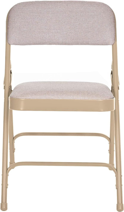 OEF Furnishings OEF2200 Series Heavy-Duty Premium Fabric Padded Upholstery Double-Hinged Folding Chairs (4-Pack, French Beige)
