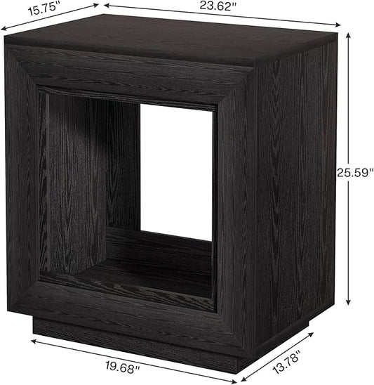 Tribesigns Rustic Brown End Table, 24" Side Table with Storage Shelf, Farmhouse Style Nightstand Bedside Table (1, Black)