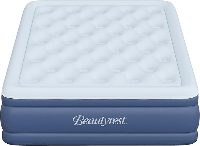 Beautyrest Supreme Air, Cal-King Size Air Mattress with Built-in Pump, Raised Inflatable Bed, Puncture-Resistant Vinyl, Auto Shut-Off, 650lb Support, Guest Bed, Camping Airbed, 3-Year Warranty