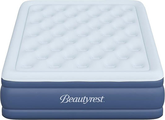 Beautyrest Supreme Air, Queen Size Air Mattress with Built-in Pump, Raised Inflatable Bed for Adults, Puncture-Resistant Vinyl, Auto Shut-Off, 650lb Support, Guest Bed, Camping Airbed, 3-Year Warranty