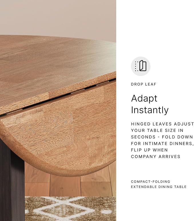 Signature Design by Ashley Gesthaven Contemporary Dining Drop Leaf Table with 4 Legs, Light Brown & Dark Brown