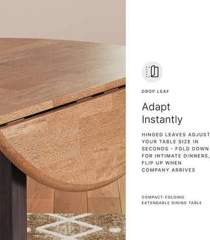Signature Design by Ashley Gesthaven Contemporary Dining Drop Leaf Table with 4 Legs, Light Brown & Dark Brown